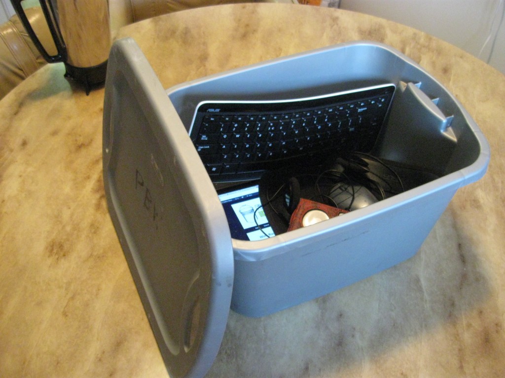 computer in a bucket