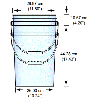 dimensions 5 gallon bucket