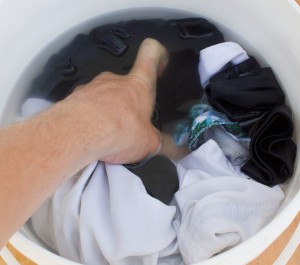 rinsing hand washed clothing