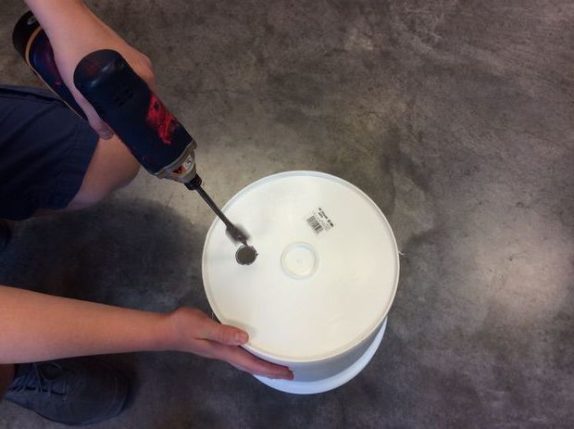 hole drilled in bucket